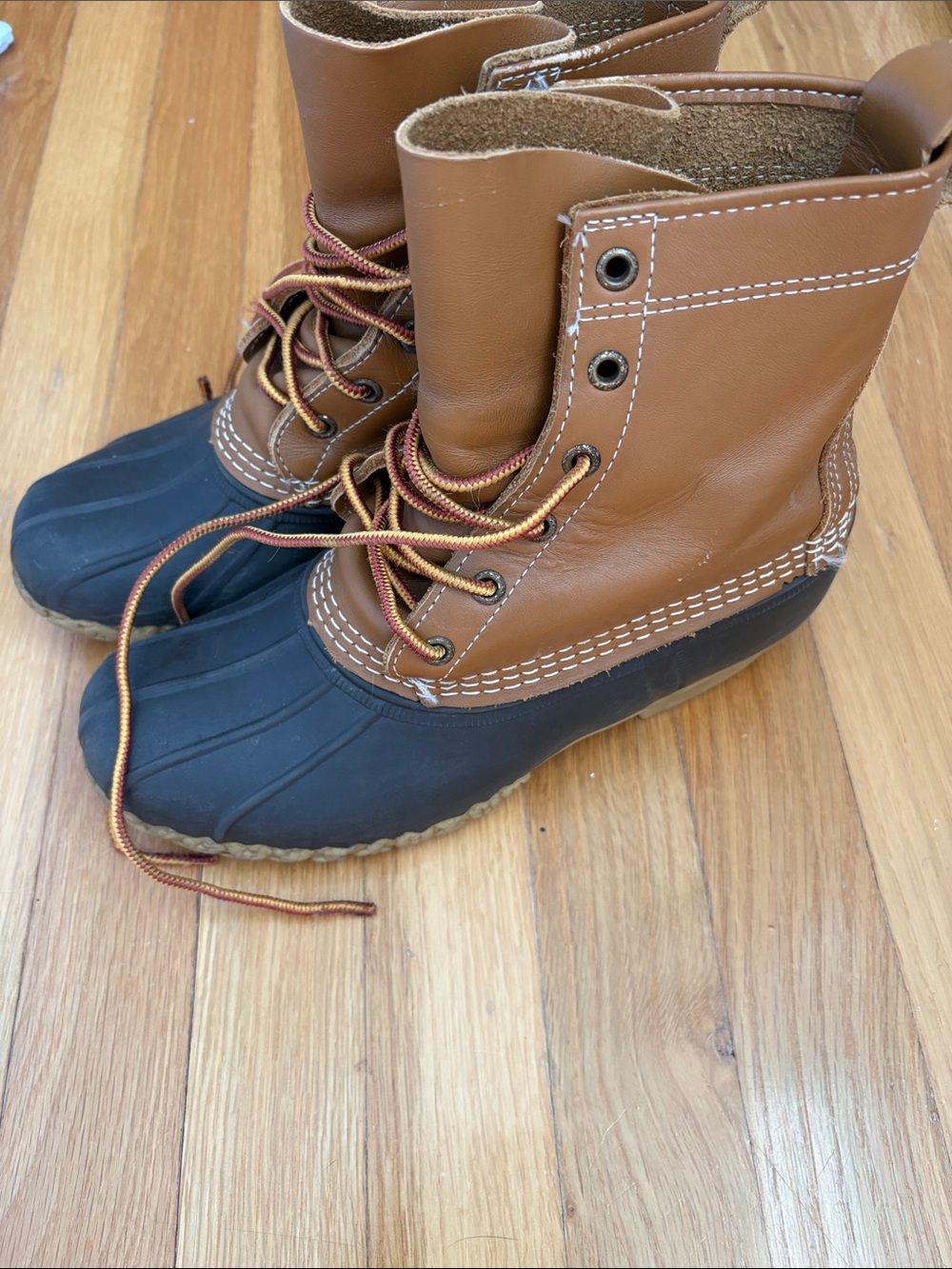 L.L. Bean Brown and Black Lace-Up Duck Boots